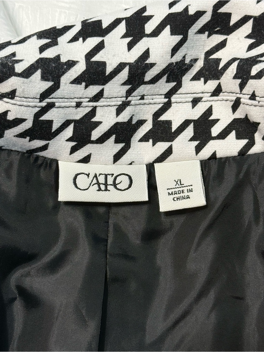 Vintage Cato Houndstooth Black & White Women's Blazer Jacket XL - Picture 2 of 9